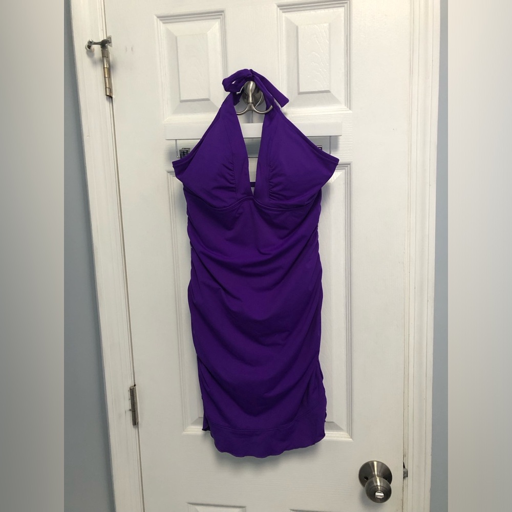 Athleta Shirrendipity Halter Swim Dress Small Purple 413972 Beach One Piece